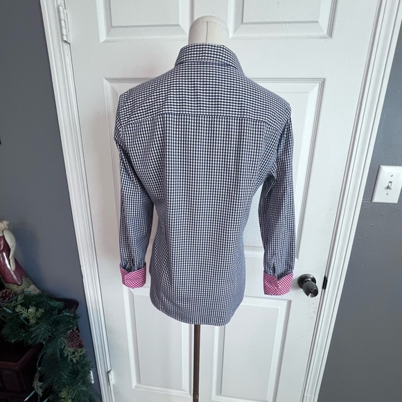 Brooks Brothers Blue and White Checkered Shirt‎ w/Pink Accents Preppy Women’s 8P - Picture 5 of 10